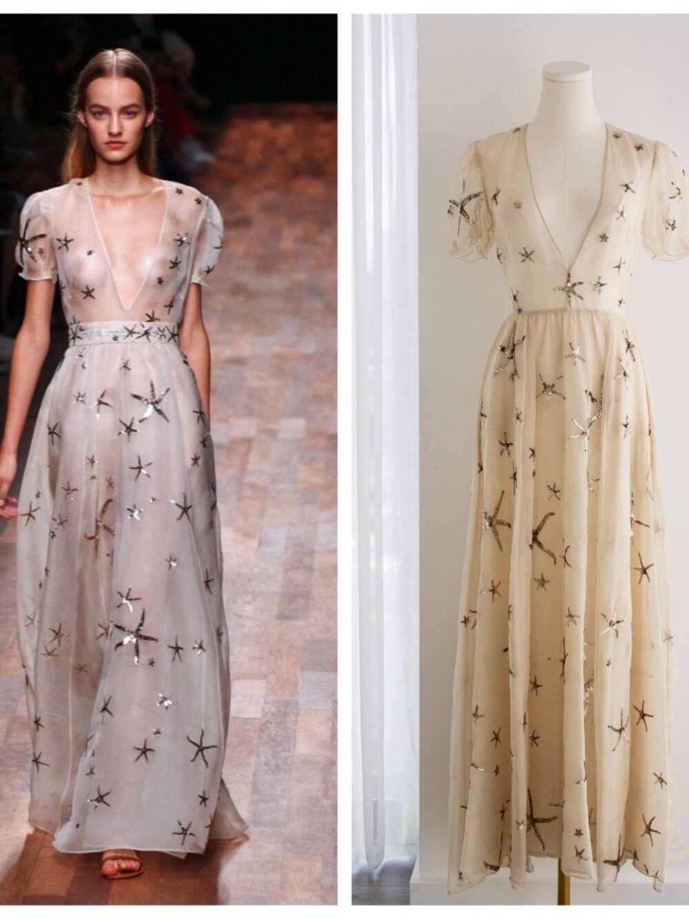 Valentino S/S 2015 Starfish Silk Organza Sequin Embellished Gown
